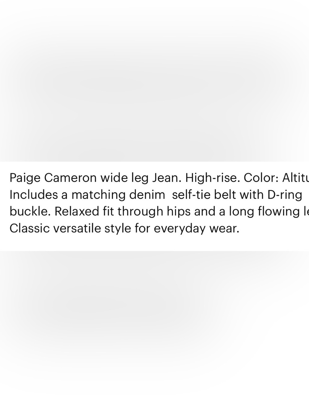 Paige Cameron altitude High-Waist Wide Leg Blue Denim Jeans Self-Tie Belt 31/33 - Picture 4 of 4